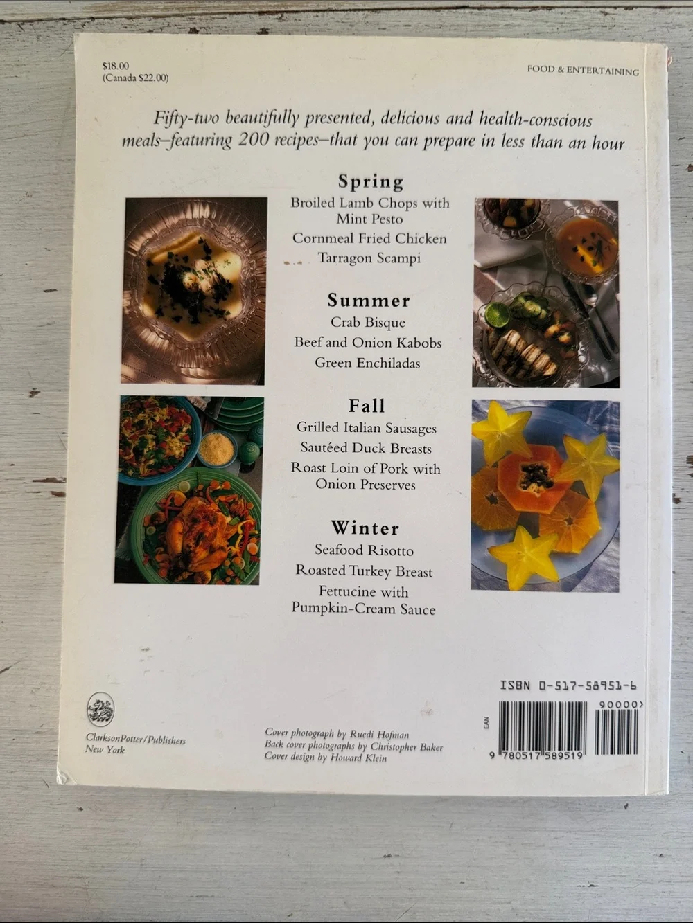 Martha Stewart 1988 Vintage Cookbook ‘ Quick Cook Menus’